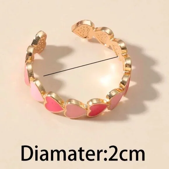 ONE LEFT---- Adjustable Colorful Heart-Shaped Inlaid Copper Ring - Picture 3 of 4